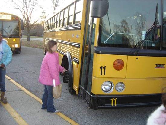 Bus Driver Appreciation Day A Milken Festival for Youth participant from Greenbriar Elementary School greets the bus driver on Bus Driver Appreciation Day.